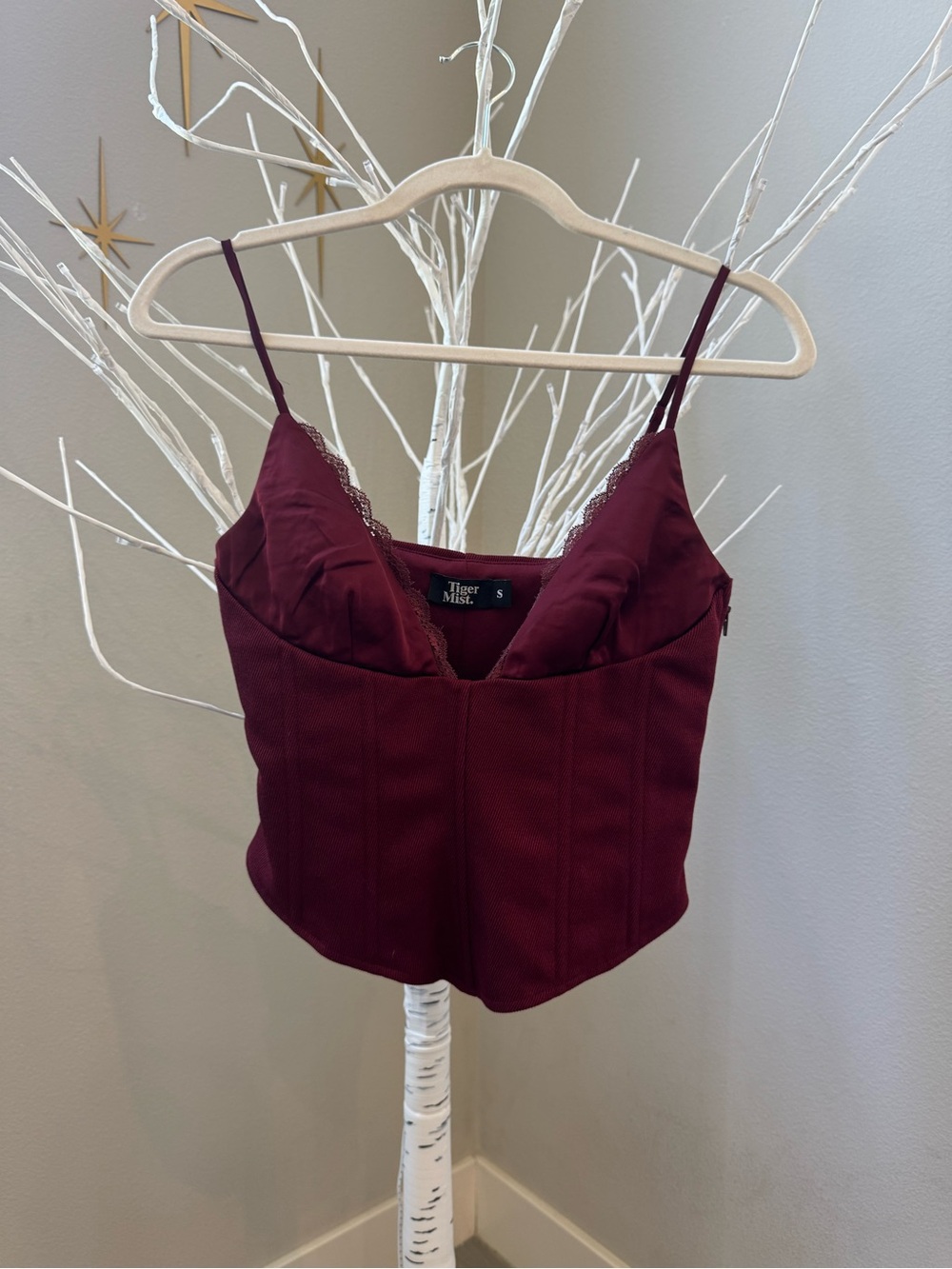 Tiger Mist Women’s Burgundy Corset Top